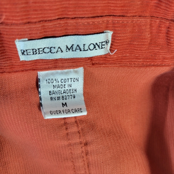 Rebecca Malone 100% Cotton Corduroy Vest Button Front Button Side Pockets Size M - Picture 11 of 12